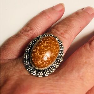 Sandstone Stamped 925 Sterling Silver Ring